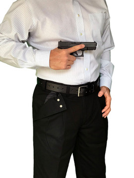 CCW Breakaways Concealed Carry Black Khaki with enlargeable "breakaway" opening; no monkey-trapped hand