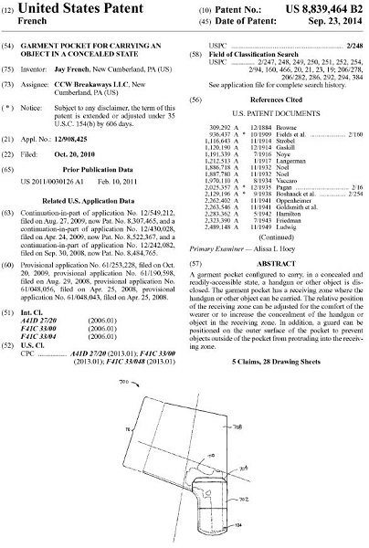 USPTO Patent for CCW Breakaways Sleeve & Shield