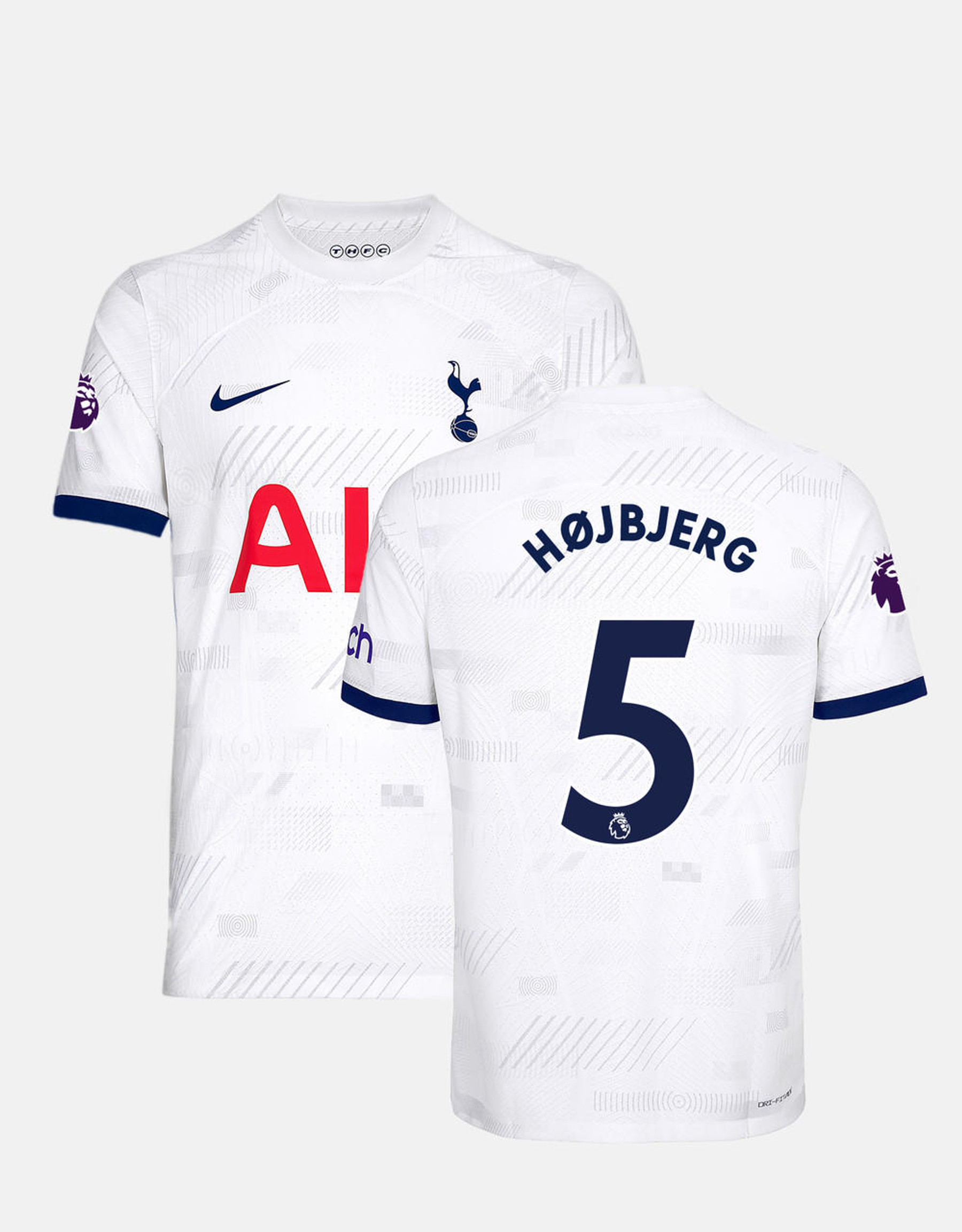 Nike Tottenham Pierre-Emile Højbjerg Home Jersey w/ Champions League  Patches 22/23 (White)