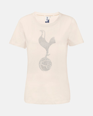Spurs Womens Diamante Cockerel Cream T-Shirt