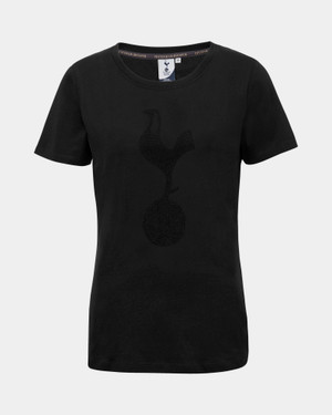 Spurs Womens Diamante Cockerel Black T-Shirt