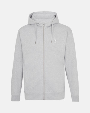 Spurs Mens Essential Zip Up Grey Hoodie