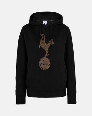 Spurs Womens Diamante Cockerel Black Hoodie