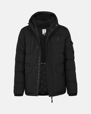 Spurs Mens Hooded Padded Black Jacket