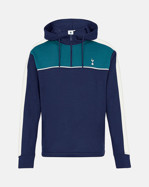Spurs Mens 1/4 Zip Navy Colour Block Hoodie
