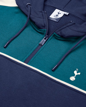 Spurs Mens 1/4 Zip Navy Colour Block Hoodie