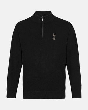 Spurs 1/4 Zip Black Cotton Jumper