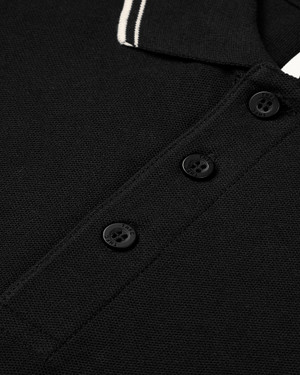 Spurs Mens Tipped Cotton Pique Black Polo