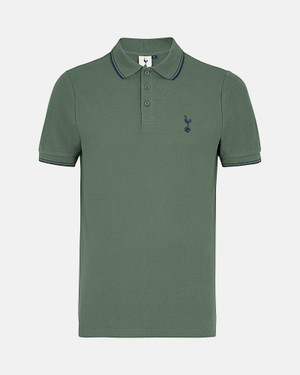 Spurs Mens Tipped Cotton Pique Green Polo