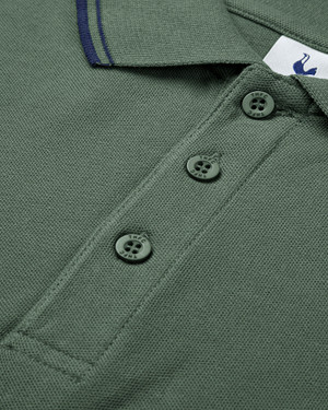 Spurs Mens Tipped Cotton Pique Green Polo
