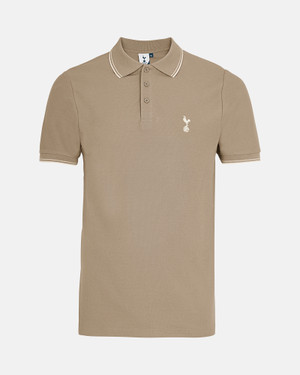 Spurs Mens Tipped Cotton Pique Stone Polo