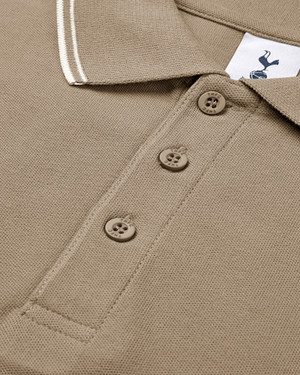 Spurs Mens Tipped Cotton Pique Stone Polo