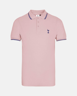 Spurs Mens Tipped Cotton Pique Pink Polo