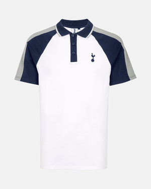Spurs Mens White Raglan Sleeve Contrast Polo