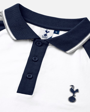 Spurs Mens White Raglan Sleeve Contrast Polo