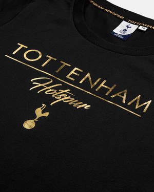 Spurs Womens Black 'Tottenham Hotspur' Foil Print T-Shirt
