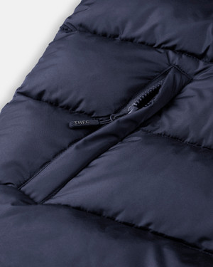 Spurs Mens Navy Hooded Padded Jacket