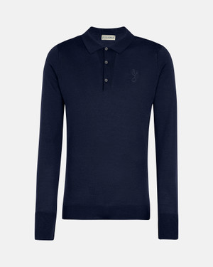 Spurs X John Smedley Mens Long Sleeved Navy Knitted Shirt