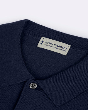 Spurs X John Smedley Mens Long Sleeved Navy Knitted Shirt