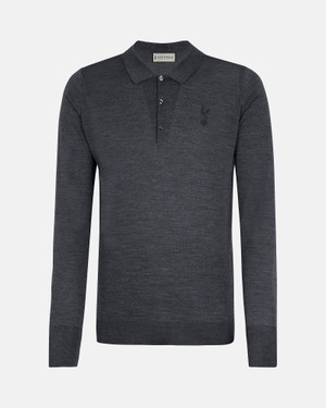 Spurs X John Smedley Mens Long Sleeved Grey Knitted Shirt