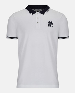  Spurs Mens White Contrast Collar Polo 