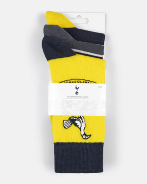  Spurs Mens Yellow Retro 3 Pack Socks 