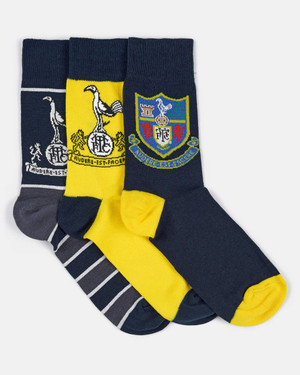  Spurs Mens Yellow Retro 3 Pack Socks 