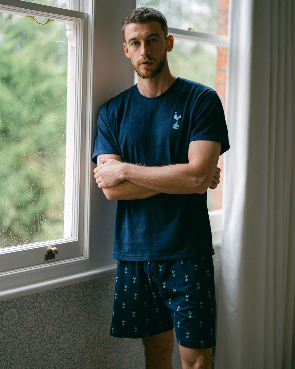 Spurs Mens Short Sleeve Navy Pyjama Set Spurs