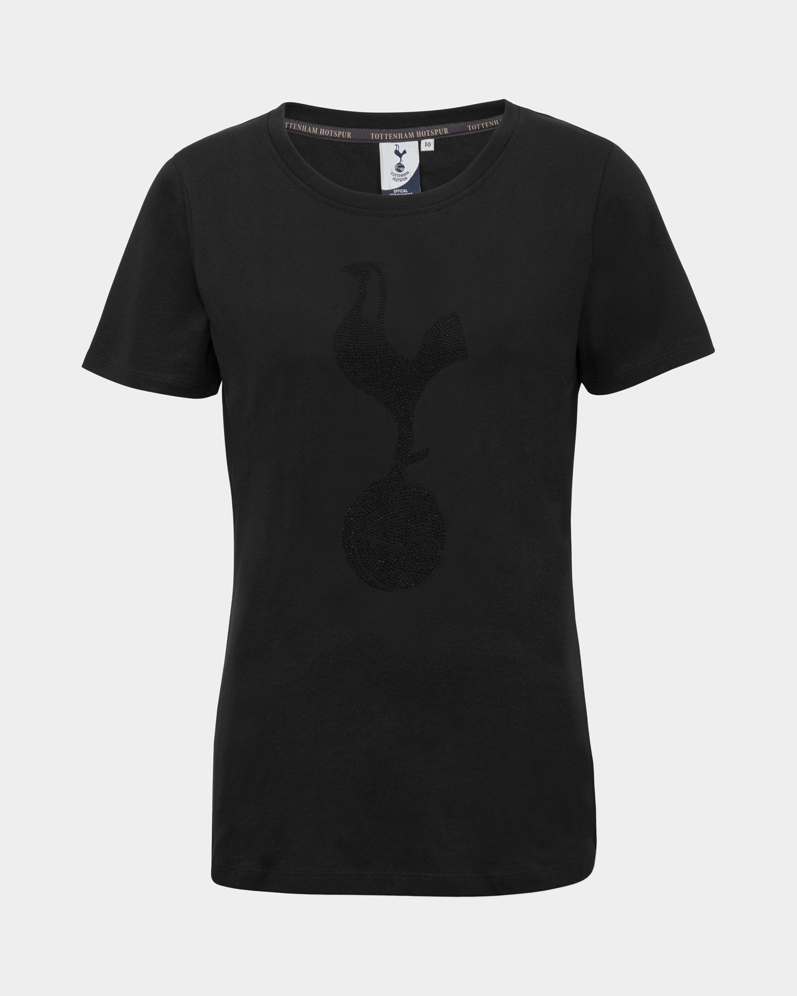 Spurs Womens Diamante Cockerel Black T-Shirt
