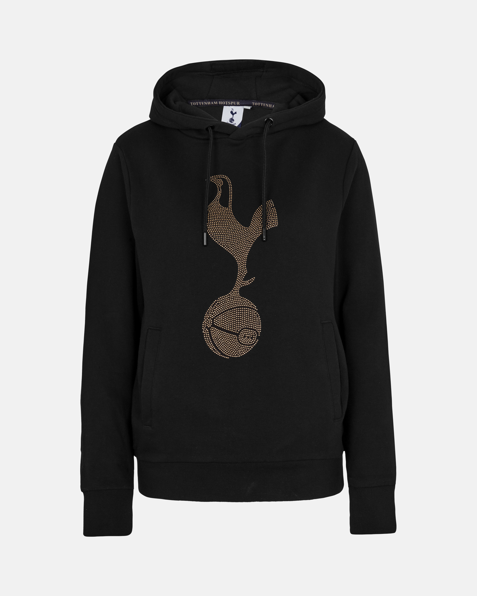 Spurs Womens Diamante Cockerel Black Hoodie