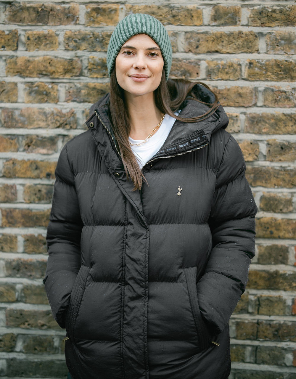 Spurs Womens Long Padded Black Jacket