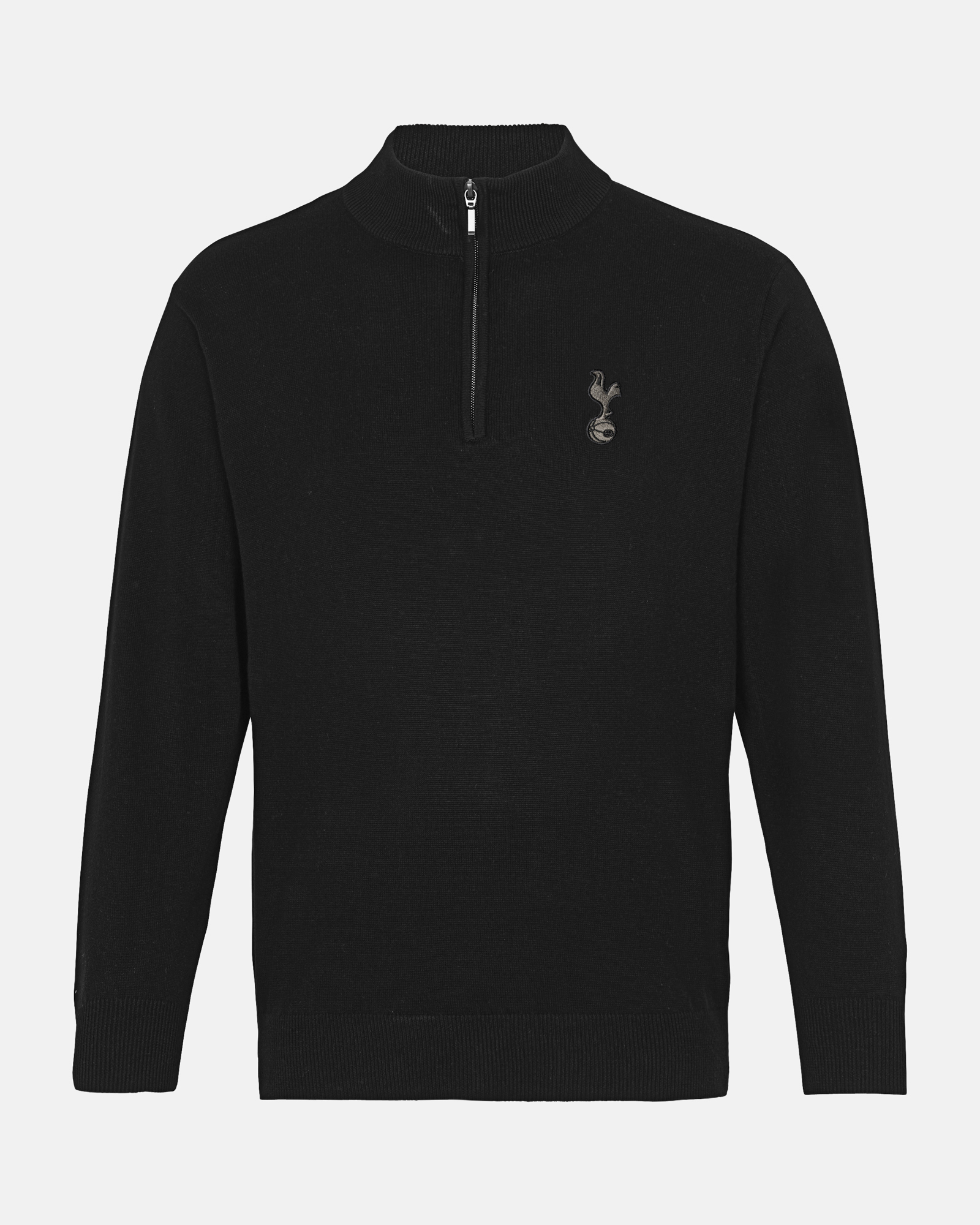 Spurs 1/4 Zip Black Cotton Jumper