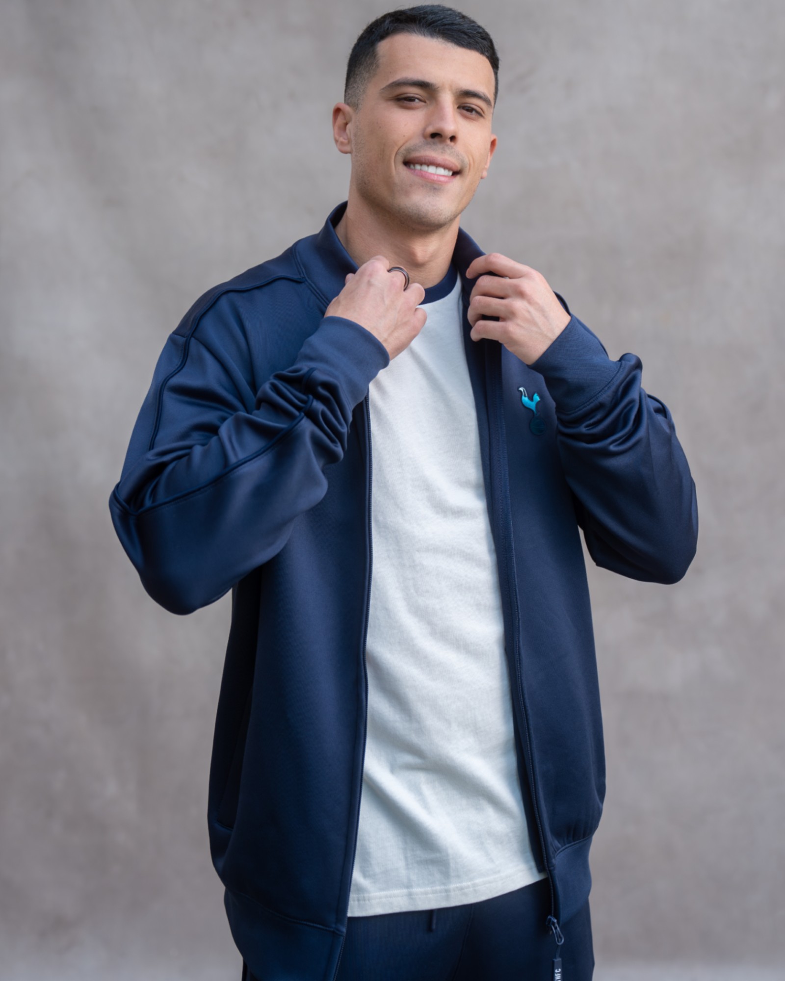 Spurs Mens Navy Tricot Zip Jacket