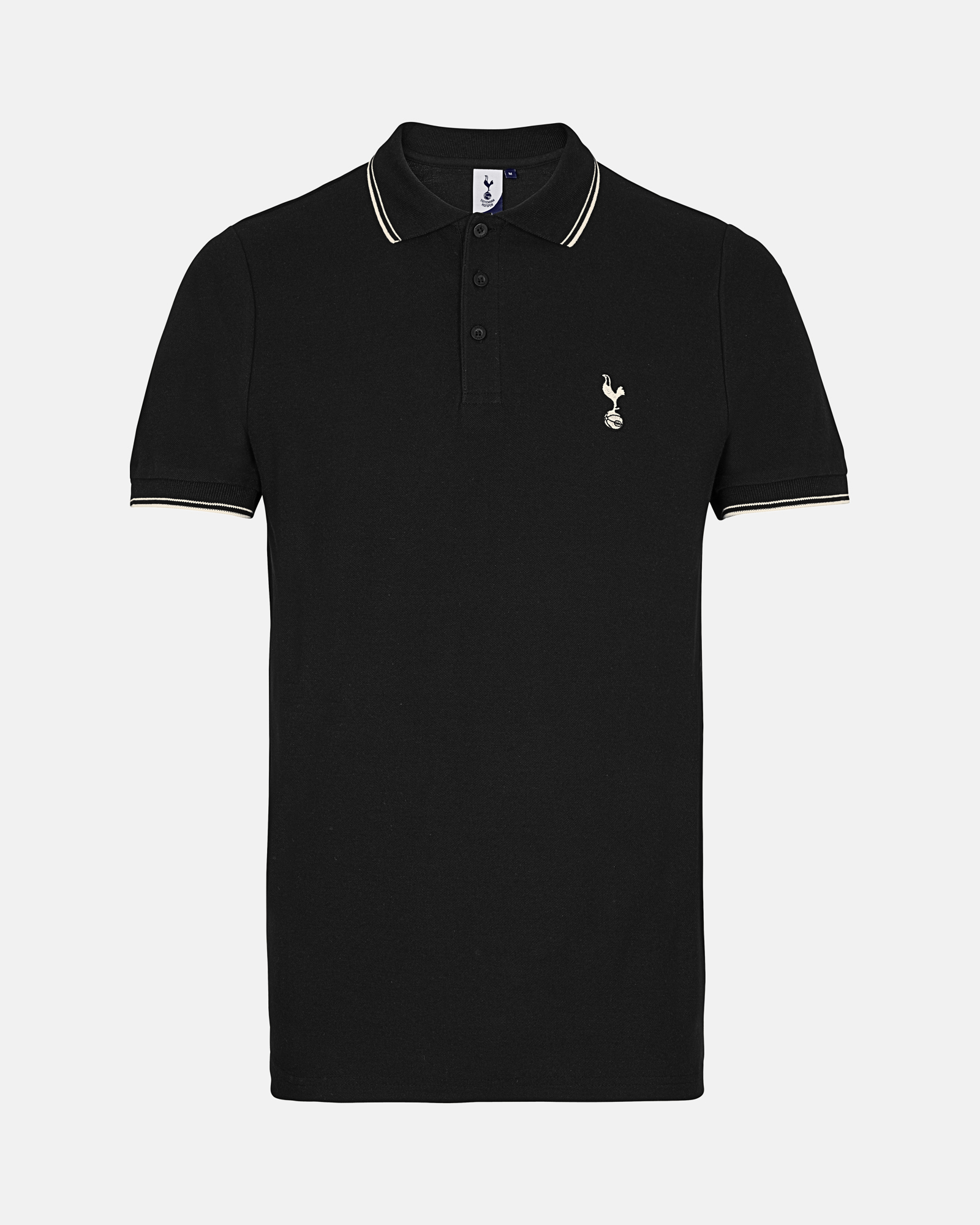 Spurs Mens Tipped Cotton Pique Black Polo