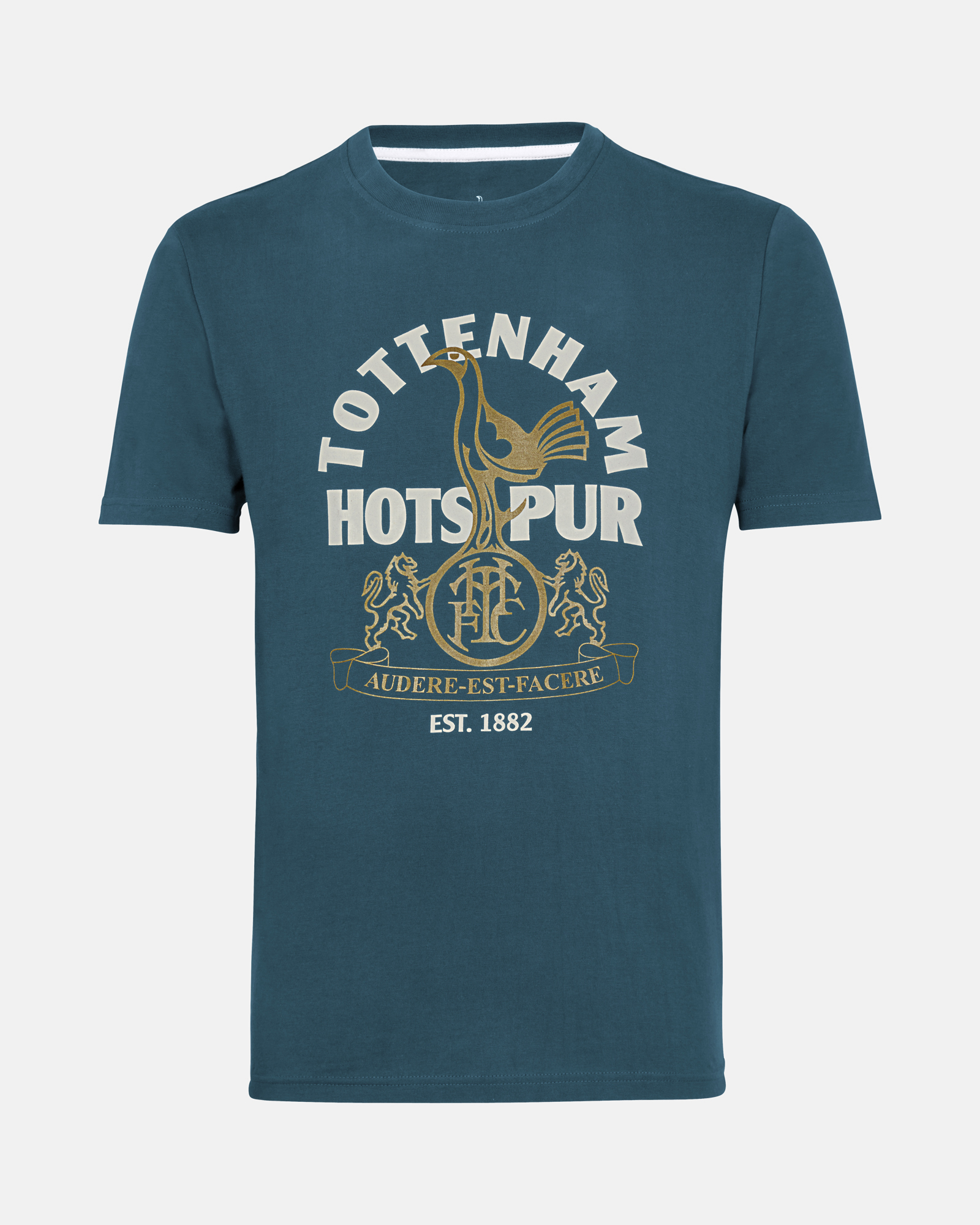 Spurs Mens Gold Retro Print Teal T-Shirt