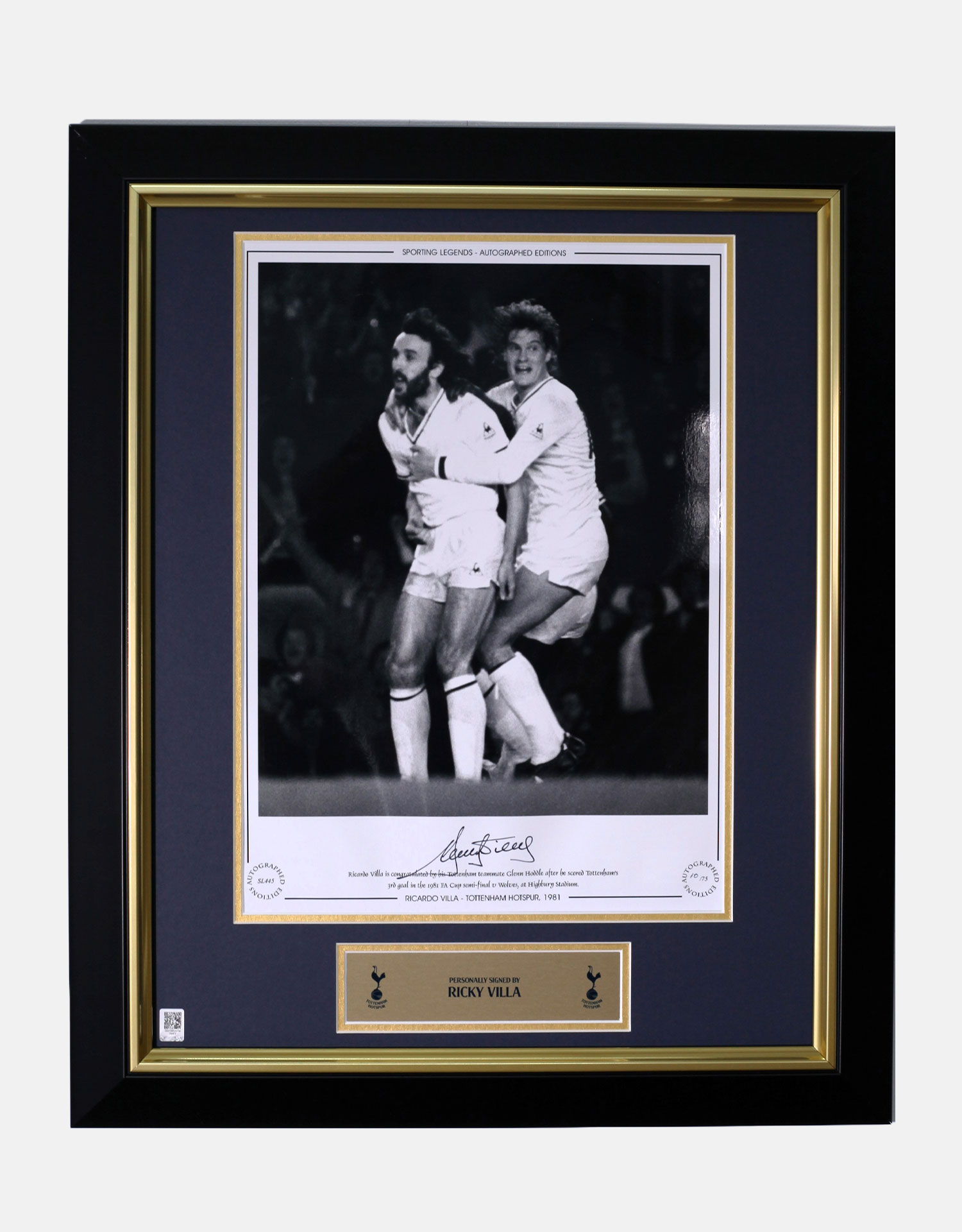 Spurs Ricky Villa Signed THFC 1981 Framed Photo