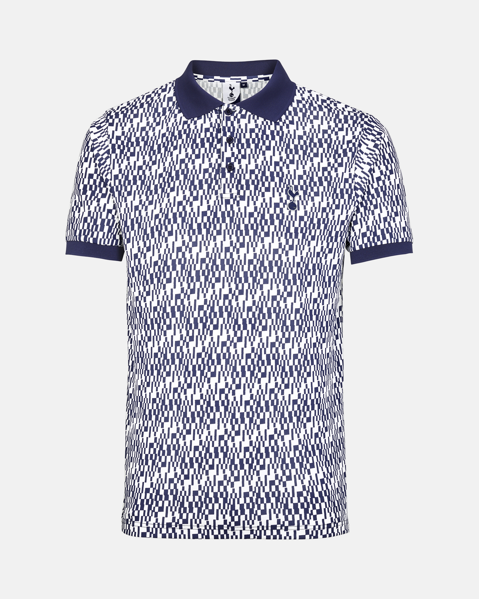 Spurs Mens White and Navy Geometric Polo
