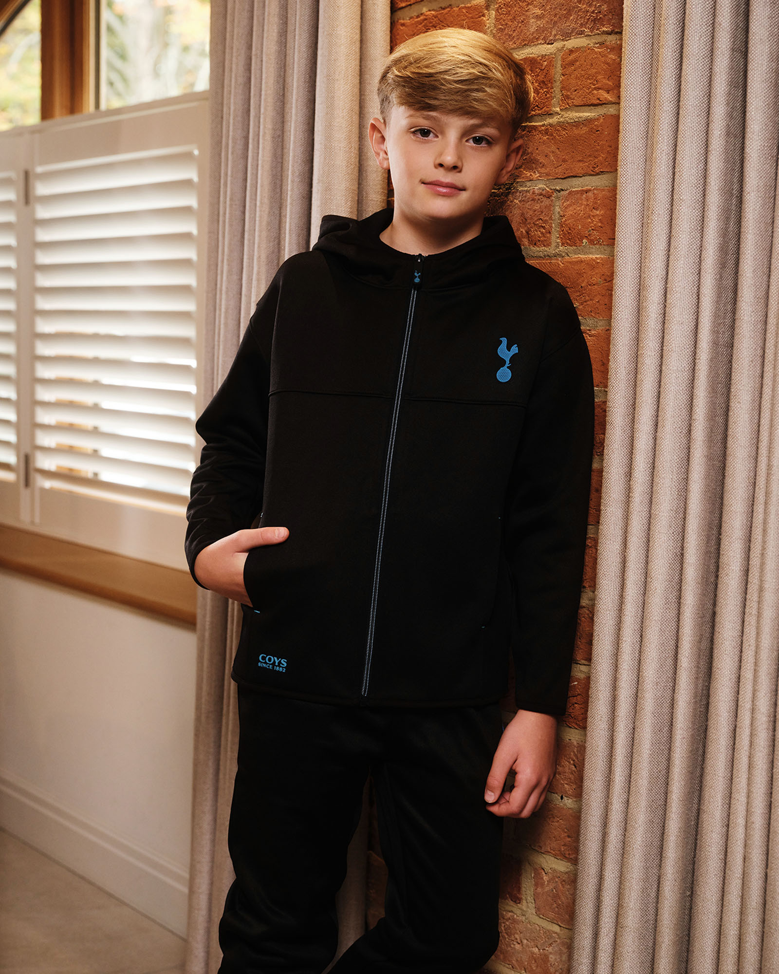Spurs Kids Black Colour Pop Zip Through Hoodie