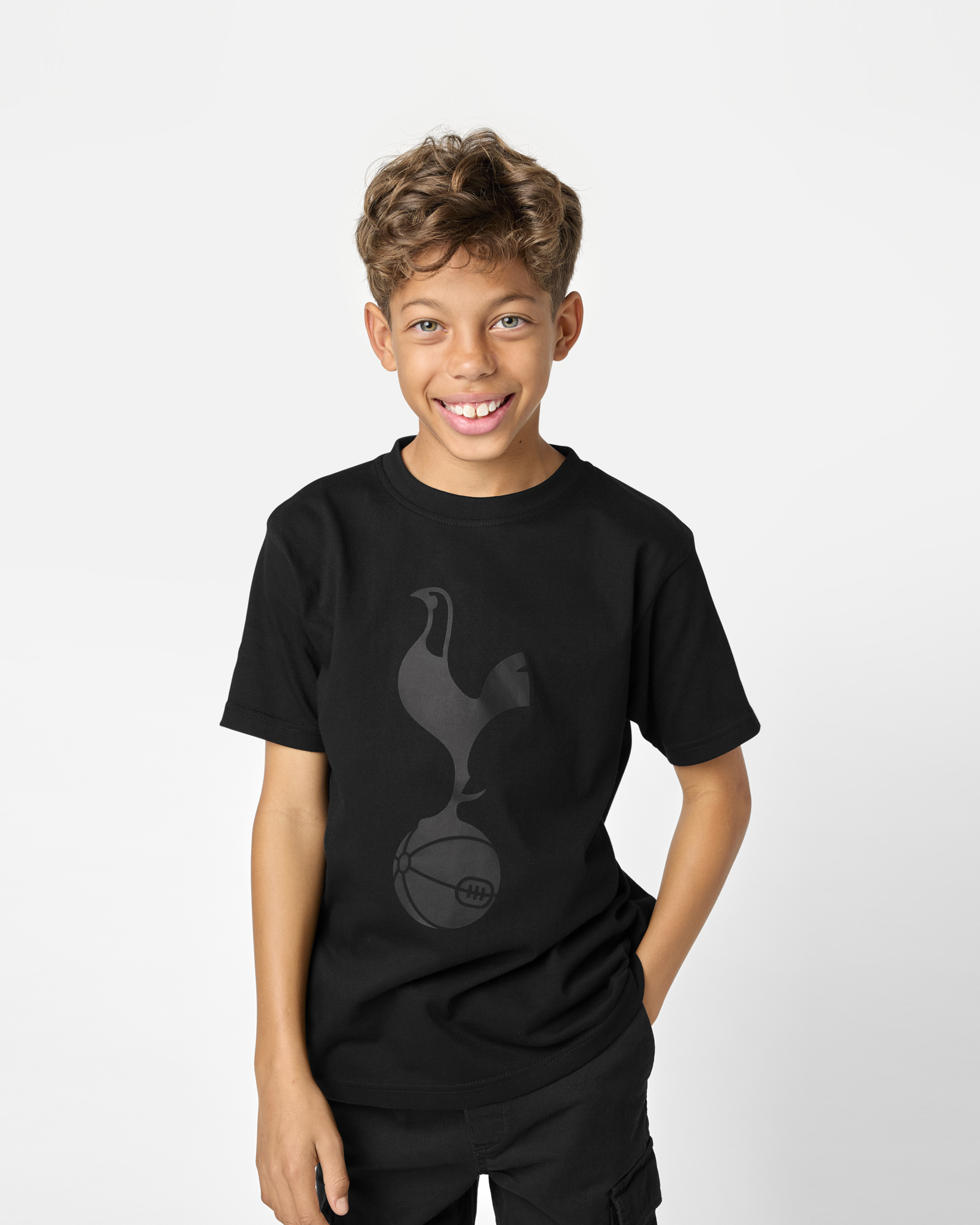 Spurs Kids Black Cockerel Print T-Shirt
