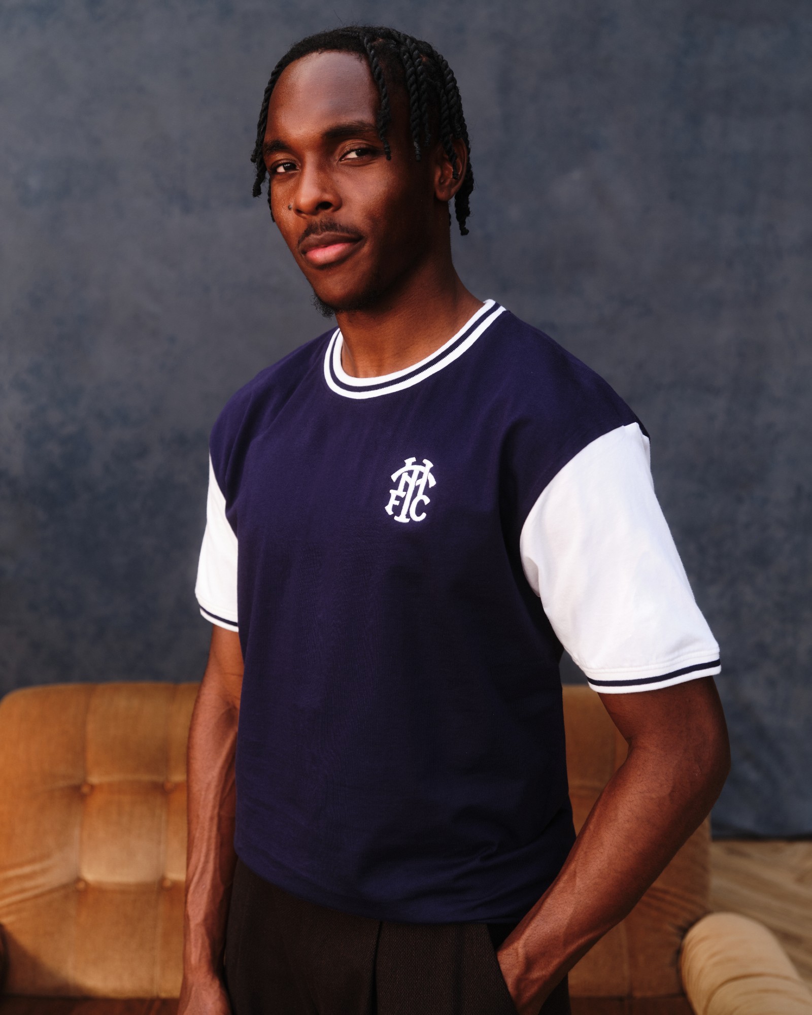 Spurs Mens Navy THFC Ringer T-Shirt