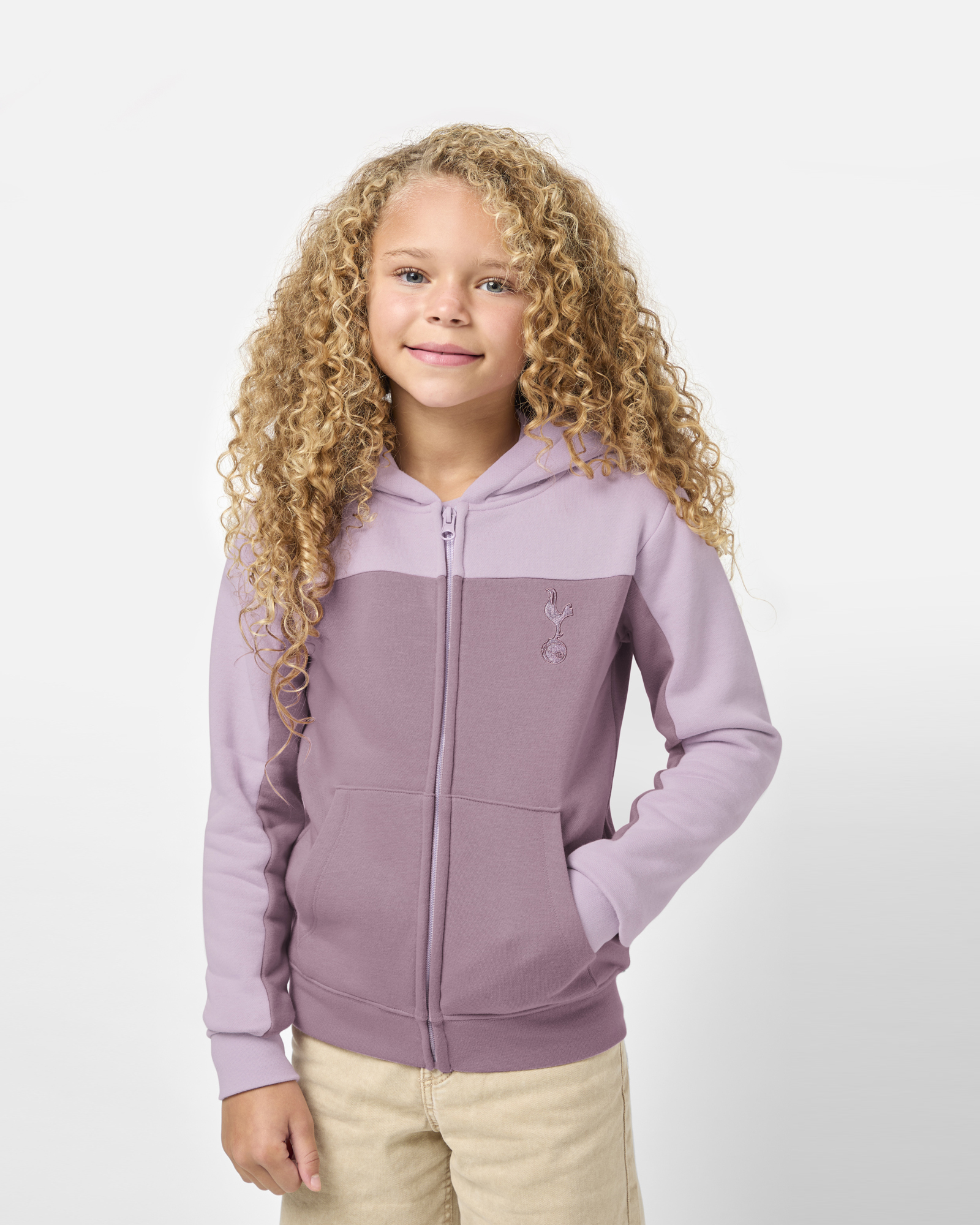 Spurs Kids Pink Colour Block Zip Through Hoodie