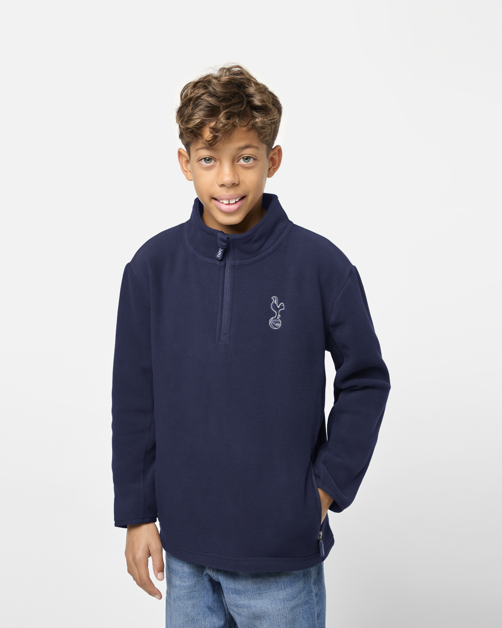 Spurs Kids 1/4 Zip Up Navy Fleece