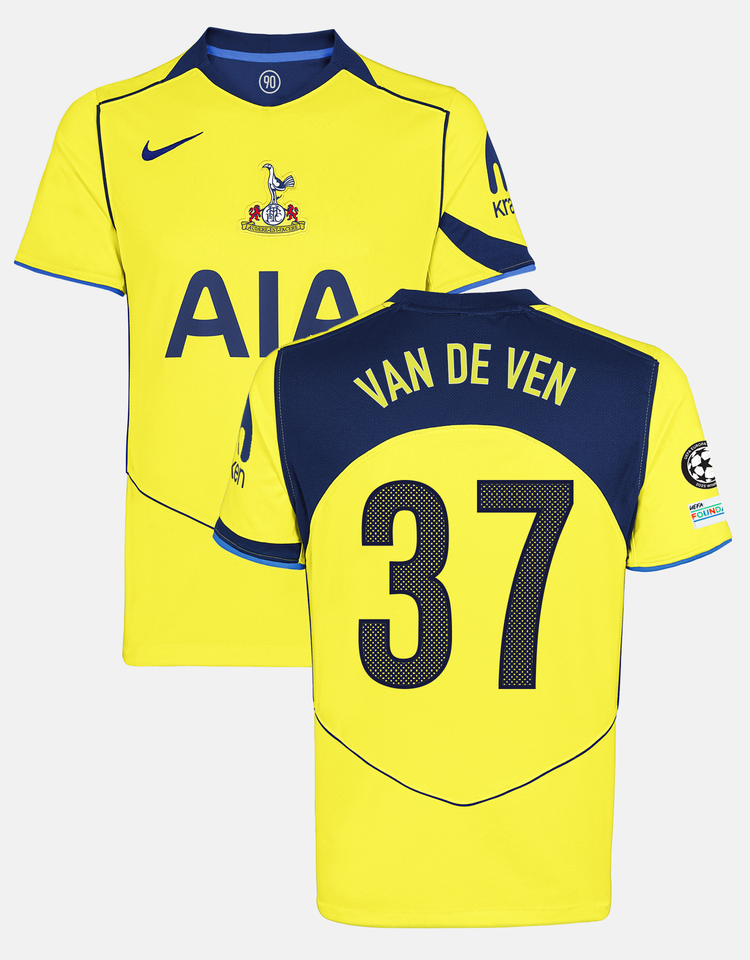 Micky van de Ven Mens Stadium T90 Tottenham Hotspur Third Shirt 2025/26