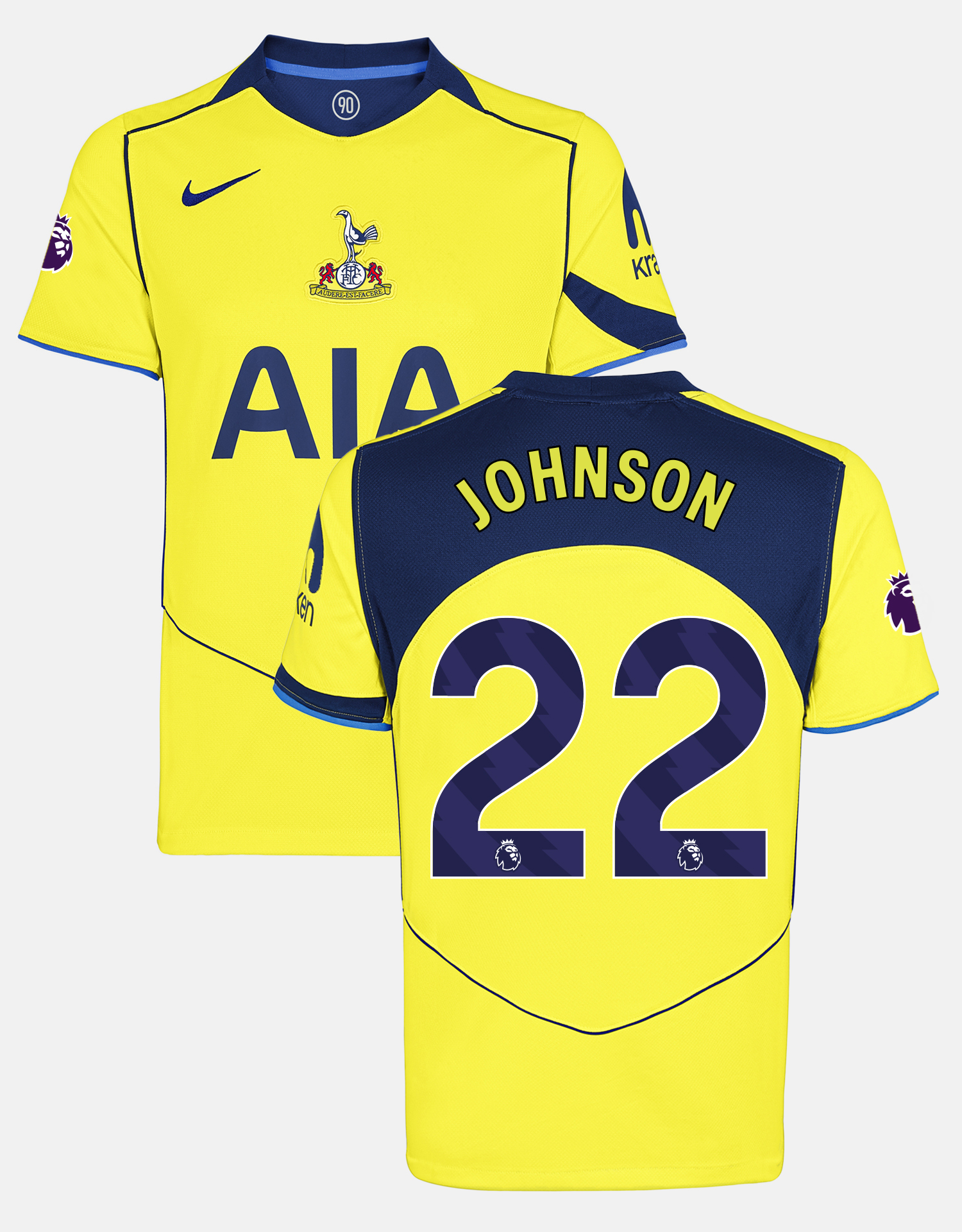 Brennan Johnson Mens Stadium Premier League Tottenham Hotspur Third Shirt 2025/26