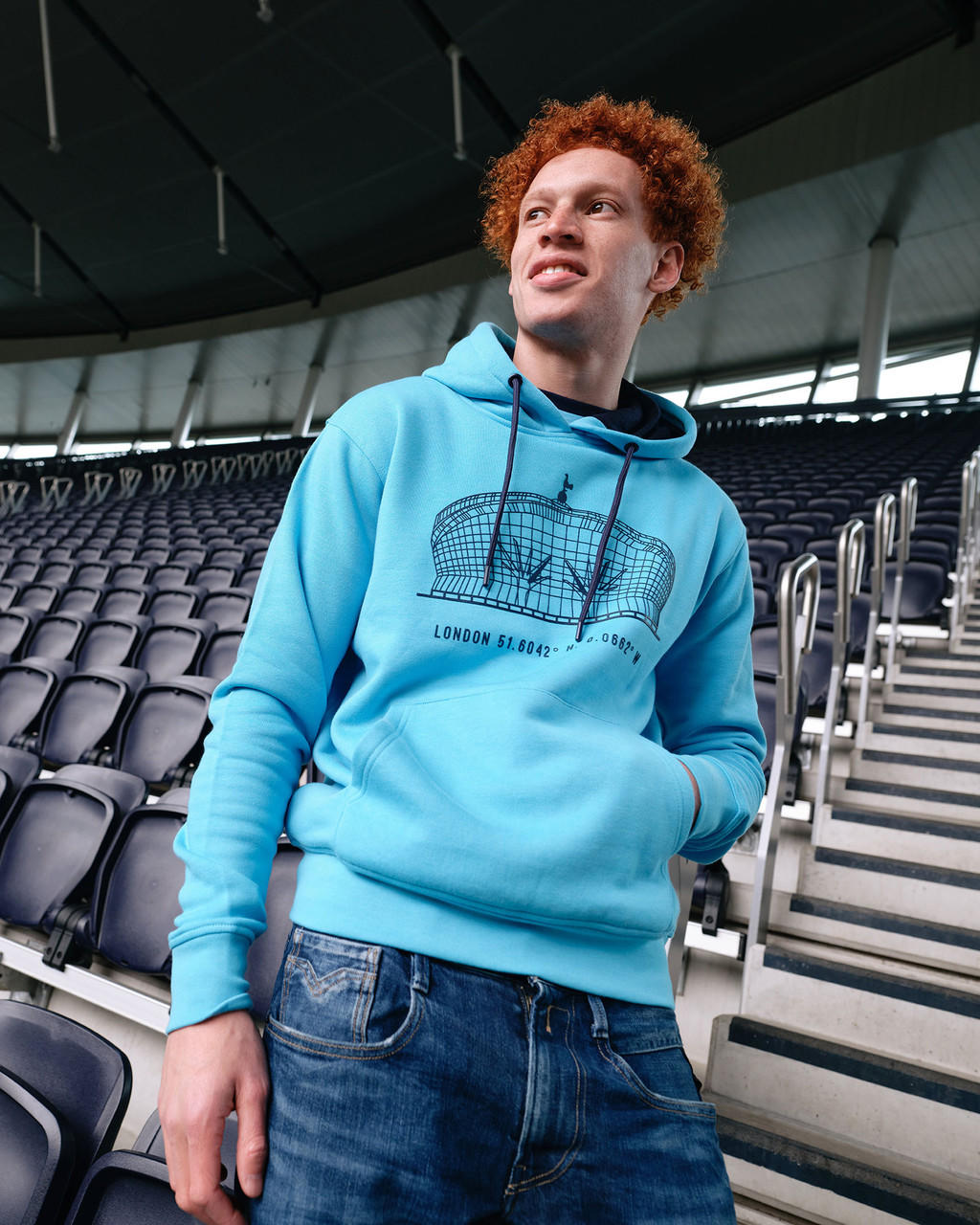  Spurs London Back Print Blue Stadium Hoodie 