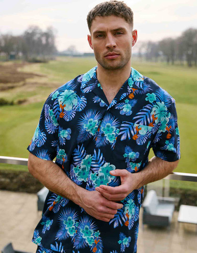 Spurs Mens Hawaiian Blue Shirt, Small Tottenham Hotspur