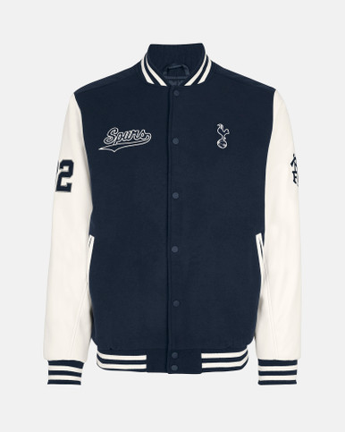 Spurs Adults Contrast Sleeve Varsity Jacket, Large Tottenham Hotspur