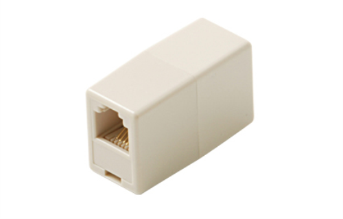 RJ11 Phone Line Coupler (2 Sockets), Ivory, for extending phone cords