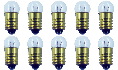 Box of 10 Bulbs #458 1.5 V, 0.3 W, E10 Base, G-3.5