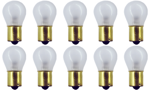 Box of 10 Bulbs #1665IF Frosted 28 V, 22.4 W, BA15s Base, S-8